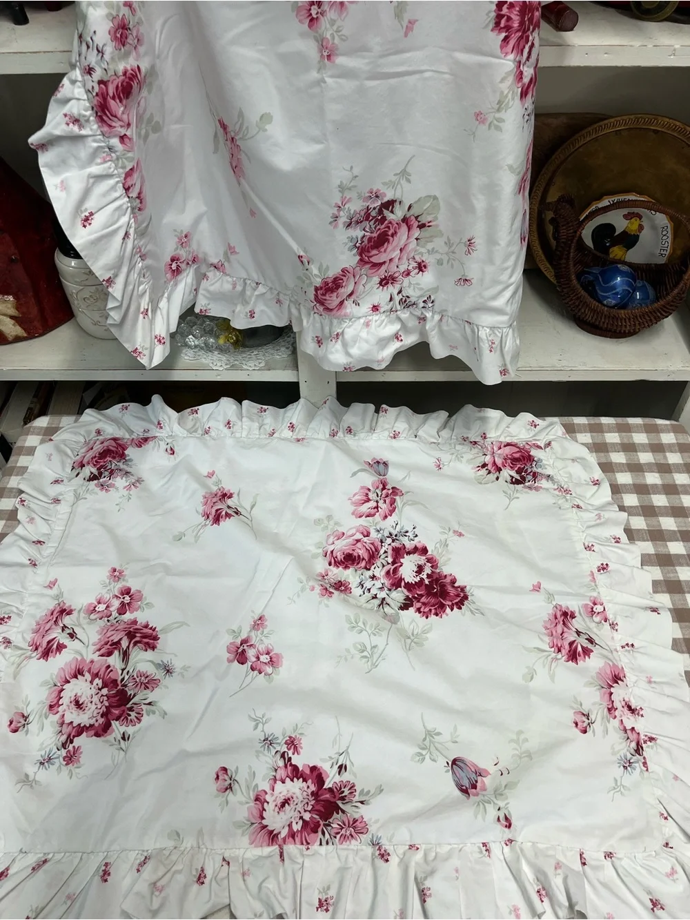 2 Simply shabby chic pillow shams pink flower cottage core bedding grandma core